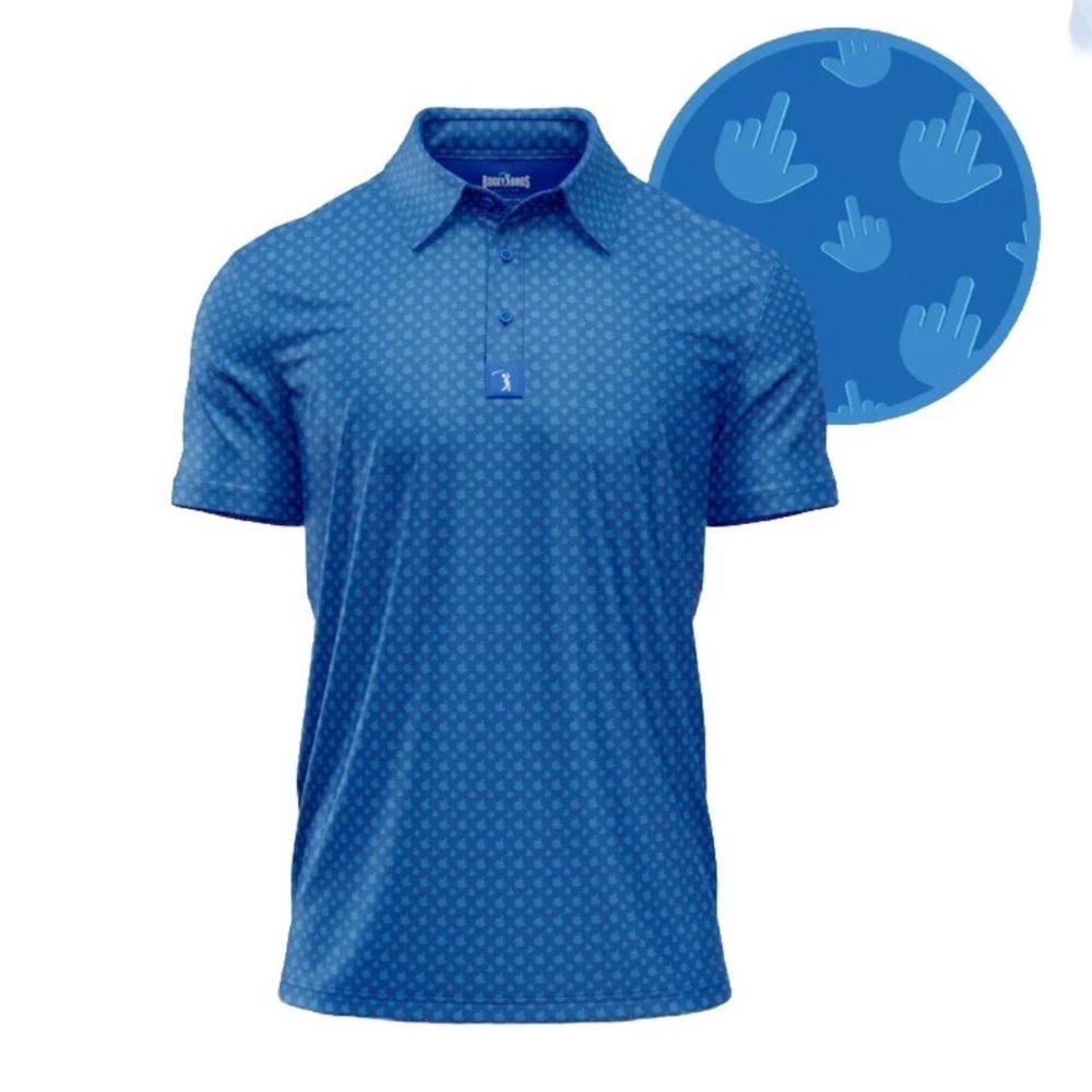 Bogey Bros Men’s Birdie Finger Raven Polo Shirt Blue Performance